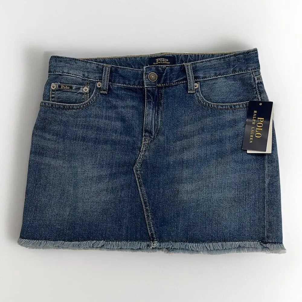 NWT POLO RALPH LAUREN BIG GIRLS DENIM Spring I Blue SKIRT Size 16